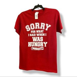 Hungry humor funny tee Red Size Small NWT